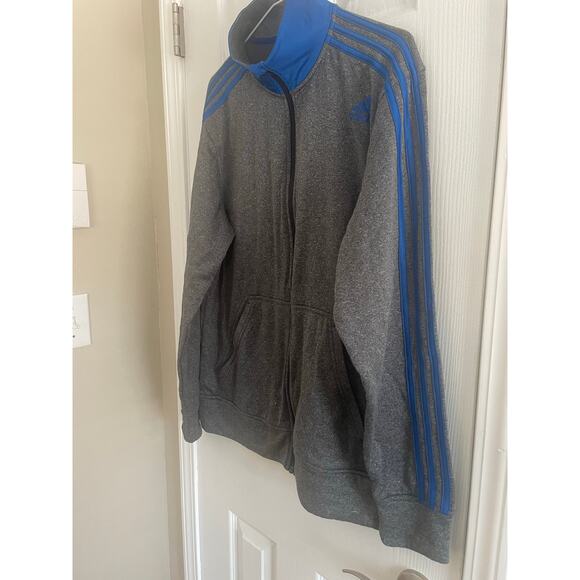 adidas Gray and Blue Men's Jacket - Picture 5 of 10